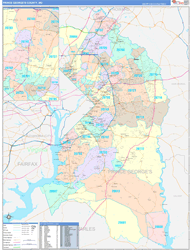 Prince George'sCounty, MD Wall Map Color Cast Style 2024